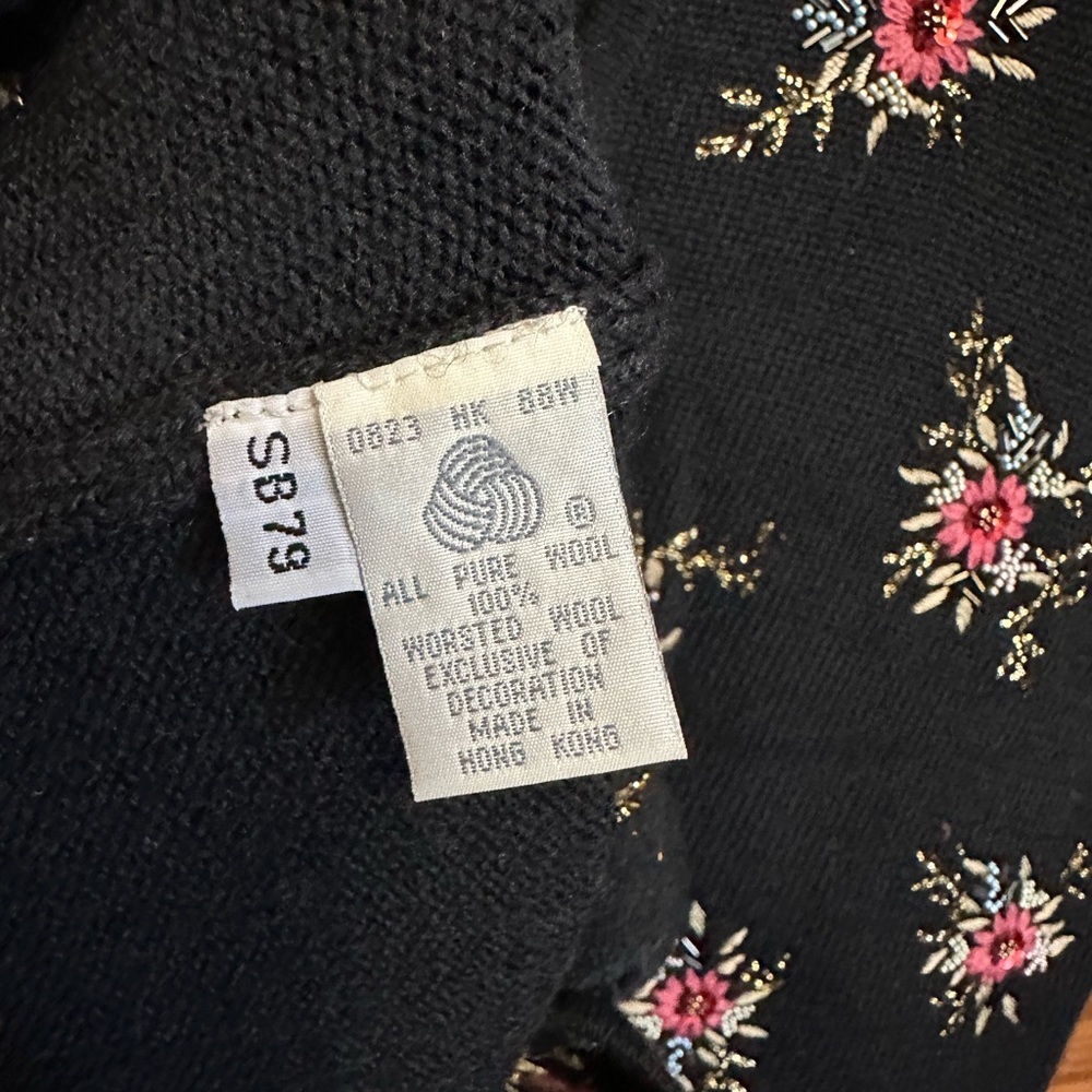Vintage Susan Bristol 100% Wool Women's Vest Size XL Floral Beaded Embroidery - Picture 3 of 5
